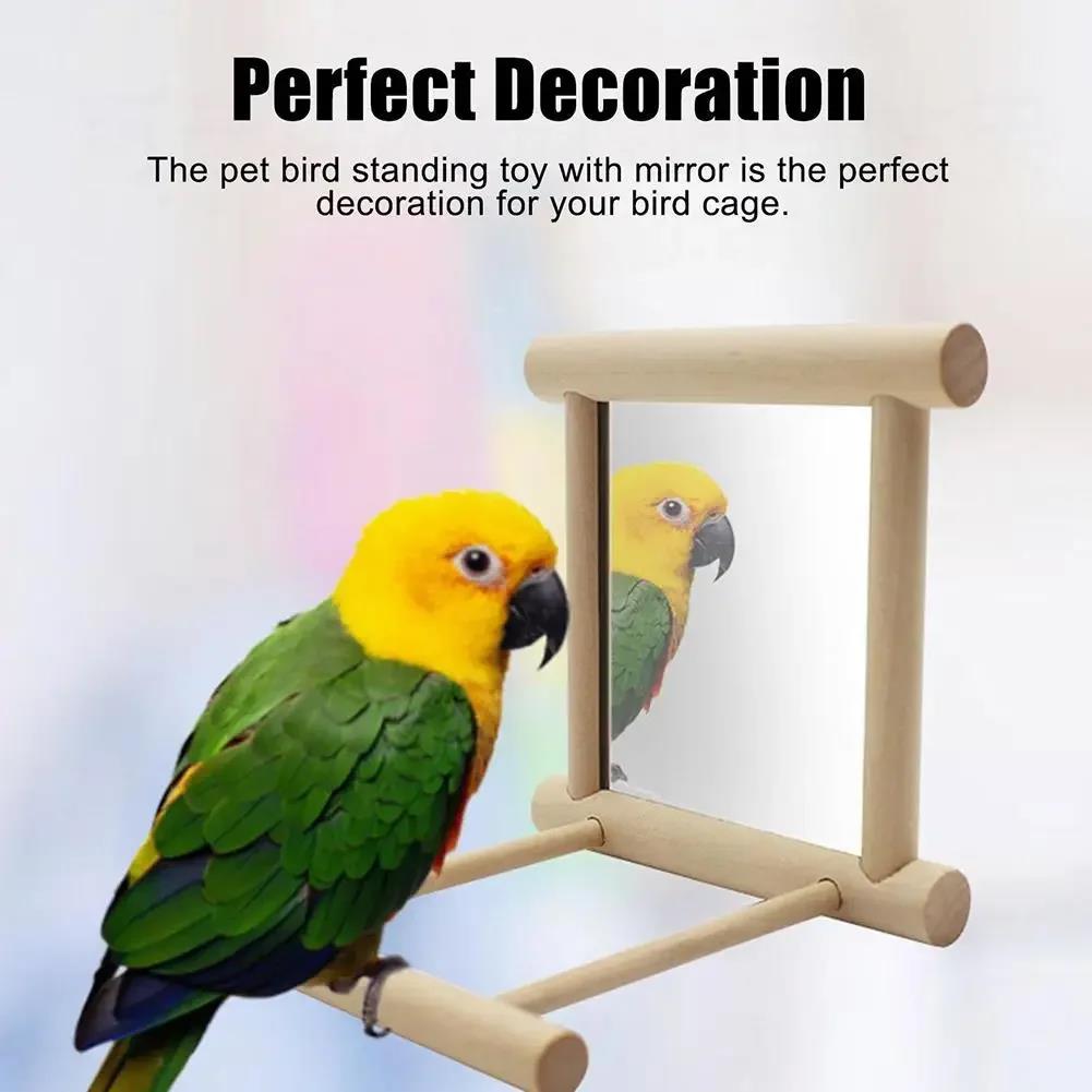 Popular Bird Parrot Toy Supplies Wooden Cloud Ladder Climbing Jump Platform Pet With Mirror Stand Rack