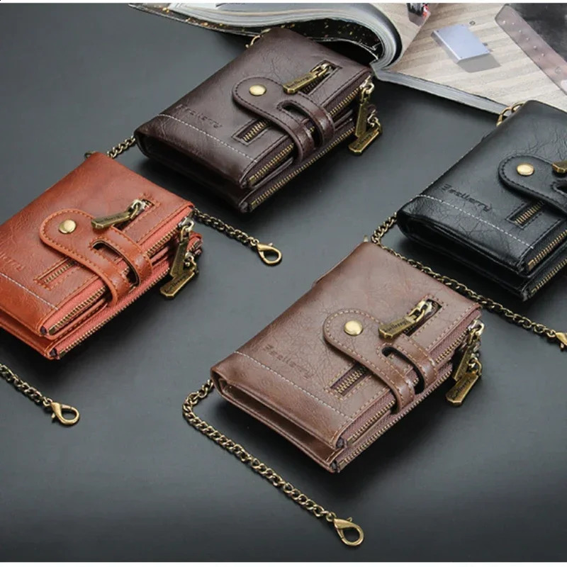 Baellerry Men Wallet y ner Purses Short Zipper Coin Purse Card Holder Chain PORTFOLIO Portomonee Mens 250305