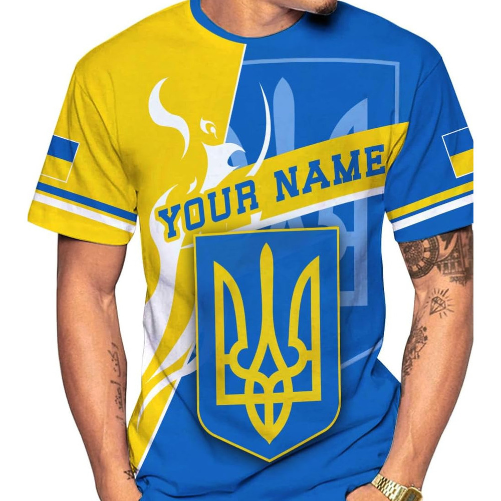 Mens T shirt Personalized Name Ukraine Shirt 3D, Ukraine Tshirt Unisex for Men , Customized Ukrainian Shirt 2 Multicolor tee Casual