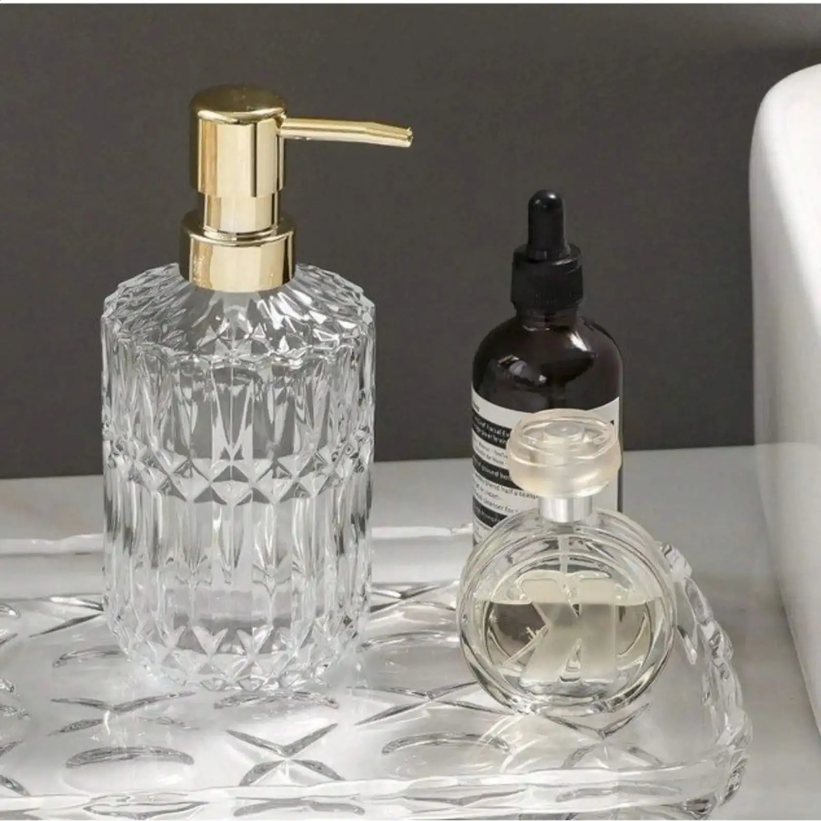 One 13.32oz glass soap dispenser can refill the pump bottle for liquid soap shower gel hand soap and household bathroom accessories 250227