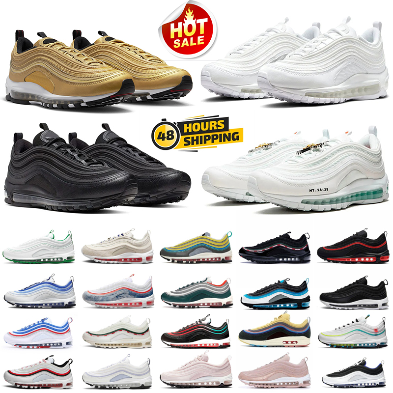 Designer shoes 97s Running Shoes Triple Black White Wolf Grey trainers for mens womens sneakers black Outdoor men women Sports runners