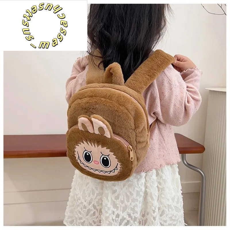 Backpacks Cute Labub Small Backpack Plush Toy Mascot Cartoon Parent-child Shoulder Bag with Large Capacity and Money Pouch in Stock Gift Y25030588T5