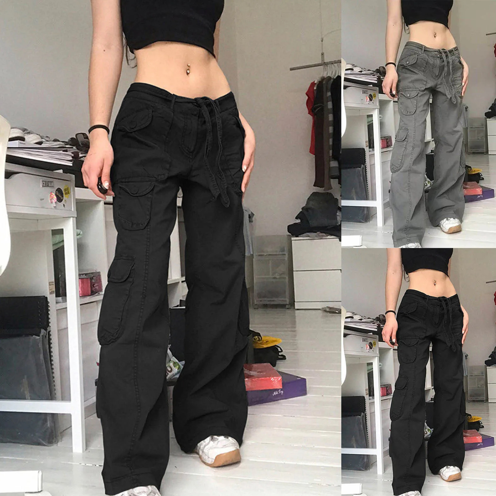 American Cargo Pants Mens Grey Camouflage Jeans For Men And Women Overalls Hiphop Wide Leg Trend Straight Casual Baggy Clothes 250304