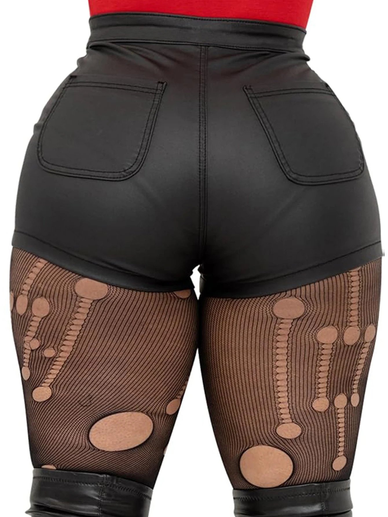 Womens High Waist Faux Leather Shorts Sexy PU Matt 250304