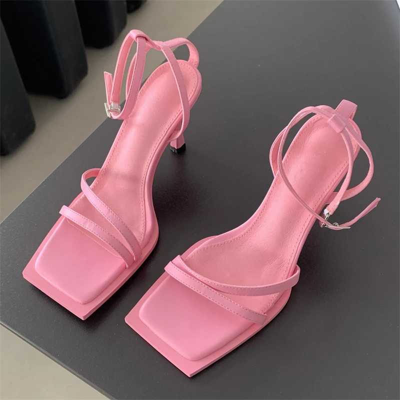 Equal Design Style Hollow Out Ankle Buckle Strap Women Sandals Sexy Square Toe Banquet Party High Heels Ladies Summer ShoesXJ2500305