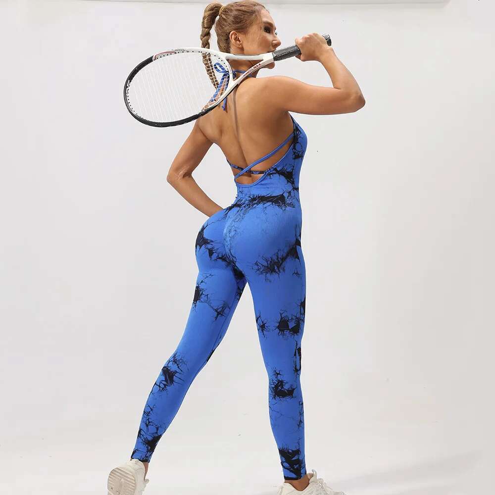 Sexy Backless Yoga Jumpsuits For Women Fiess Push Up Hollow Slim Fit Gym Rompers Workout Playsuits Sports Tights Bodysuit KLMY