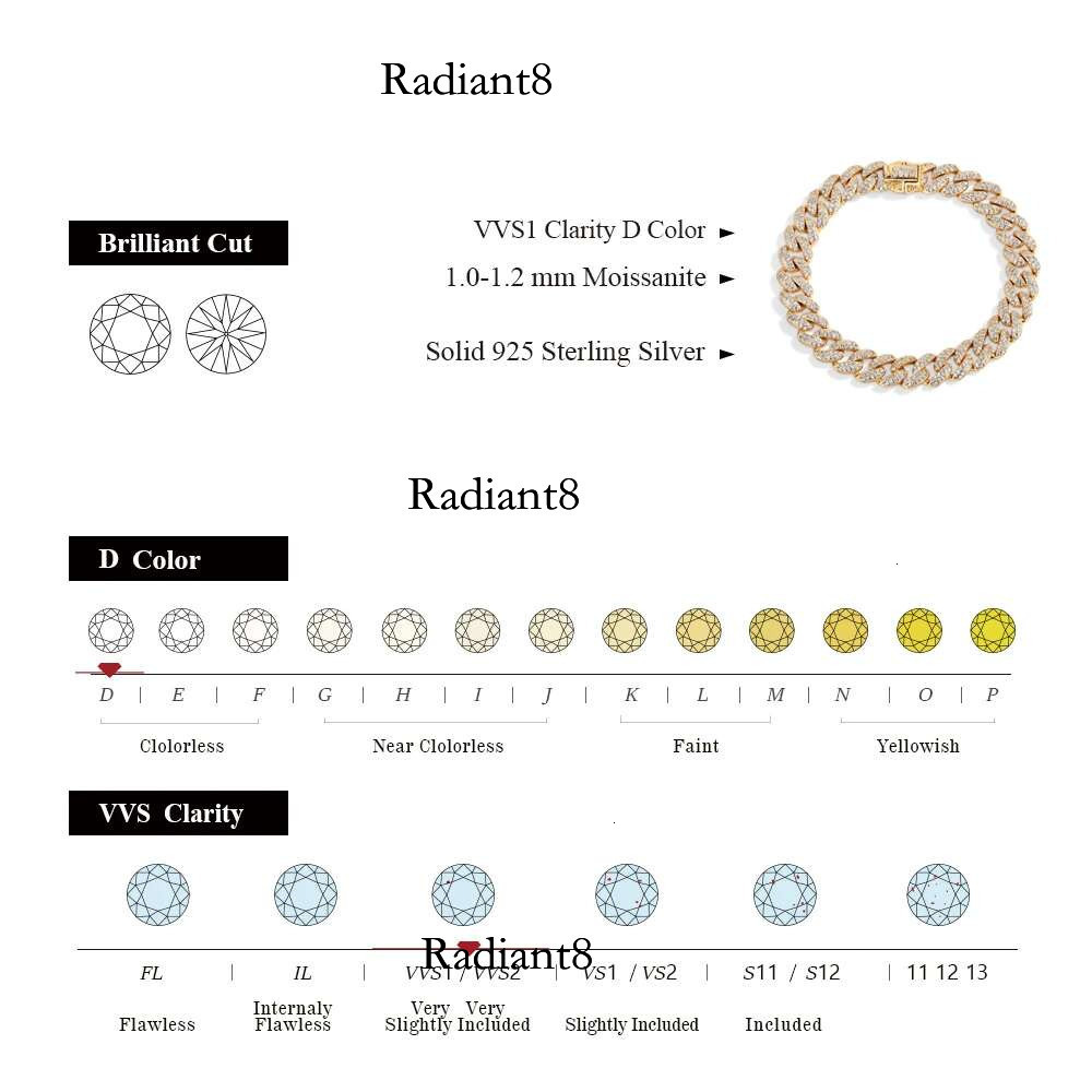 CHARMING Top Quality Sterg Sier Gold Plated Tennis Bracelets Sparkg Moissanite for Man Women party Jewelry Gift