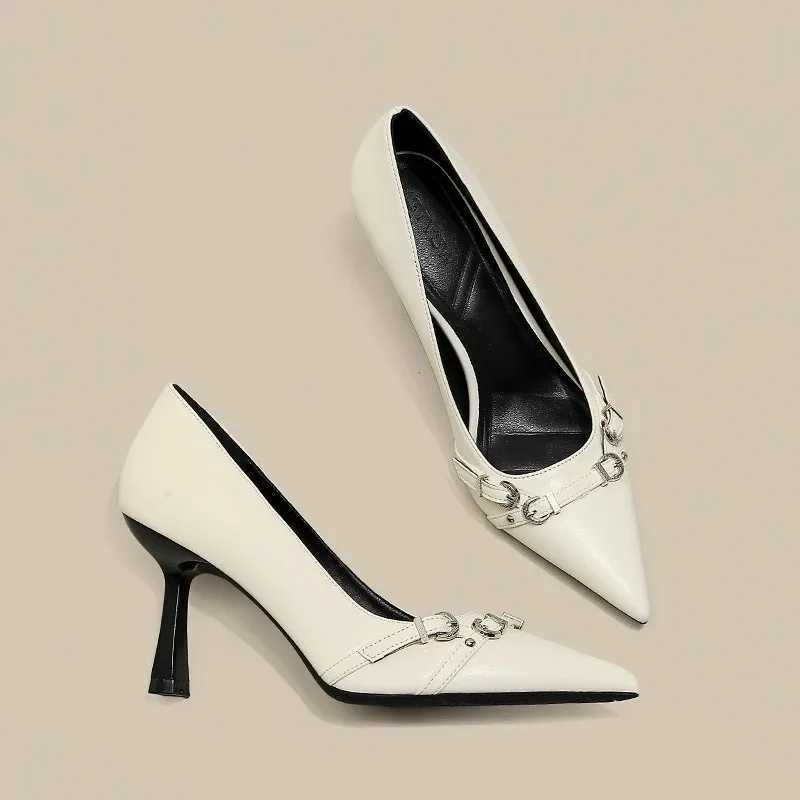 Luxury Brand Designer Wen Sandals Fi Pointed Toe Buckle Strap Metal High Heeled Kitten Heel Elegant Single Shoes Fem Y250304