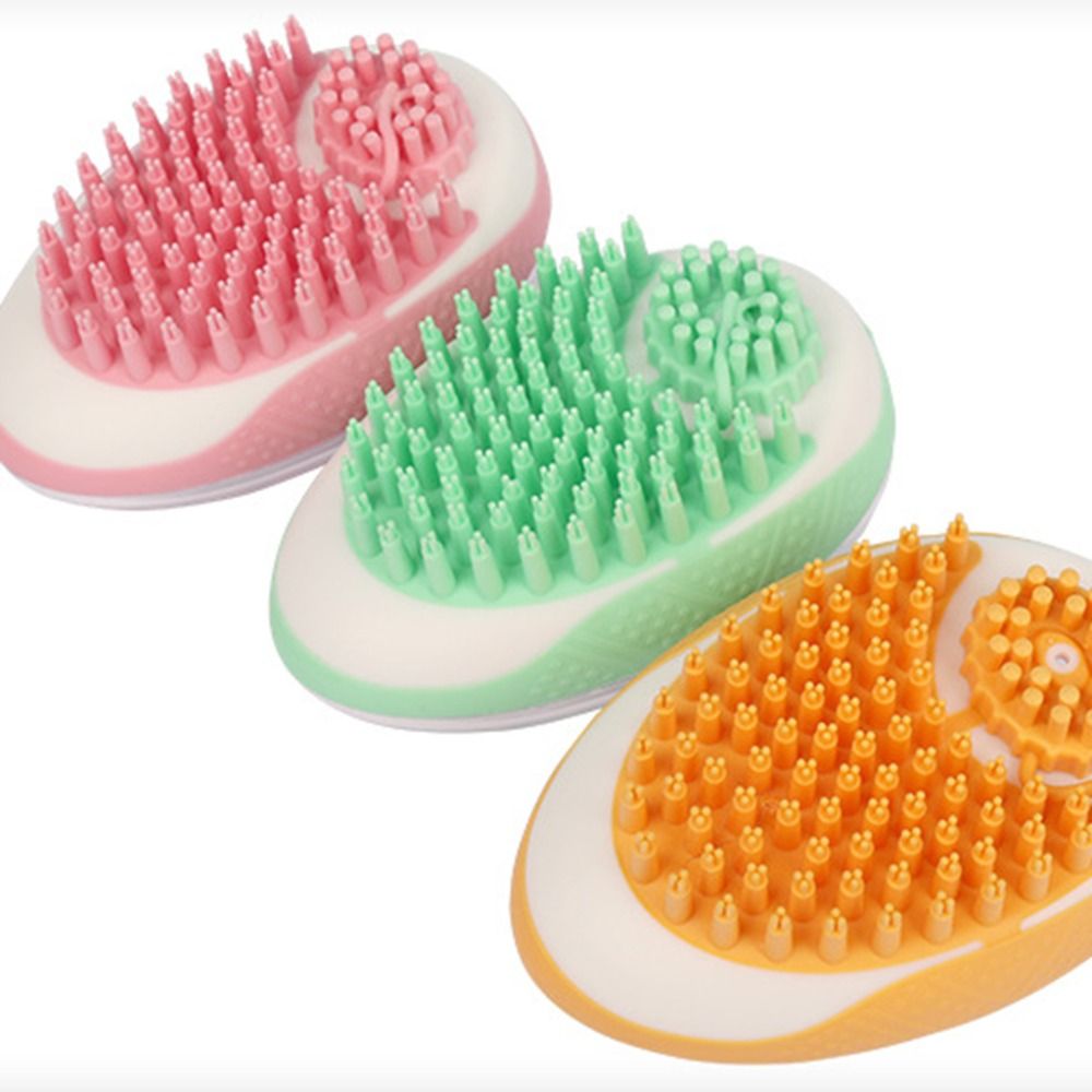 Soft with Shampoo Dispenser Dog Bath Brush Comb Silicone Quiet Cat Massage Brush Portable 2 In 1 Pet Shower Comb Pet