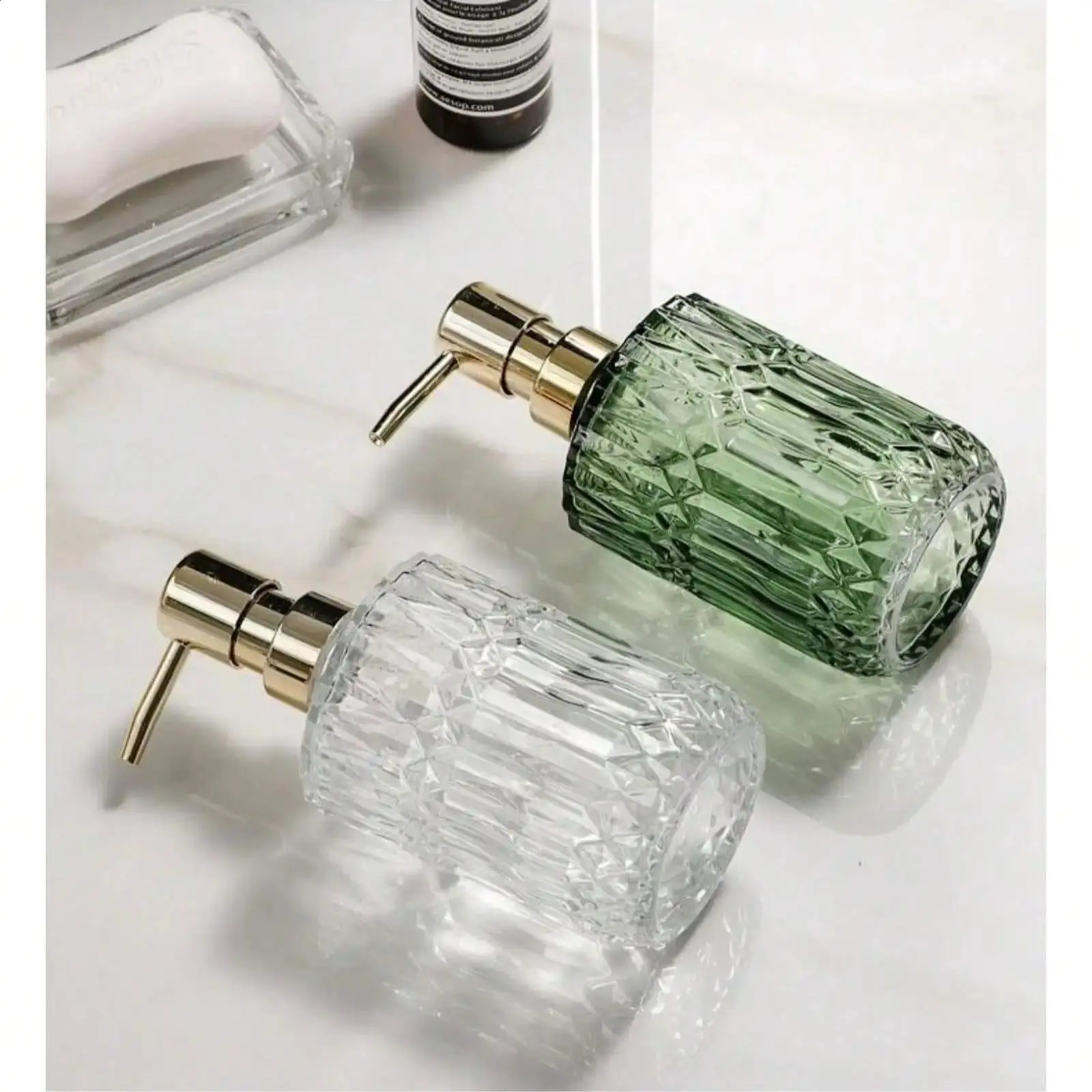 One 13.32oz glass soap dispenser can refill the pump bottle for liquid soap shower gel hand soap and household bathroom accessories 250227