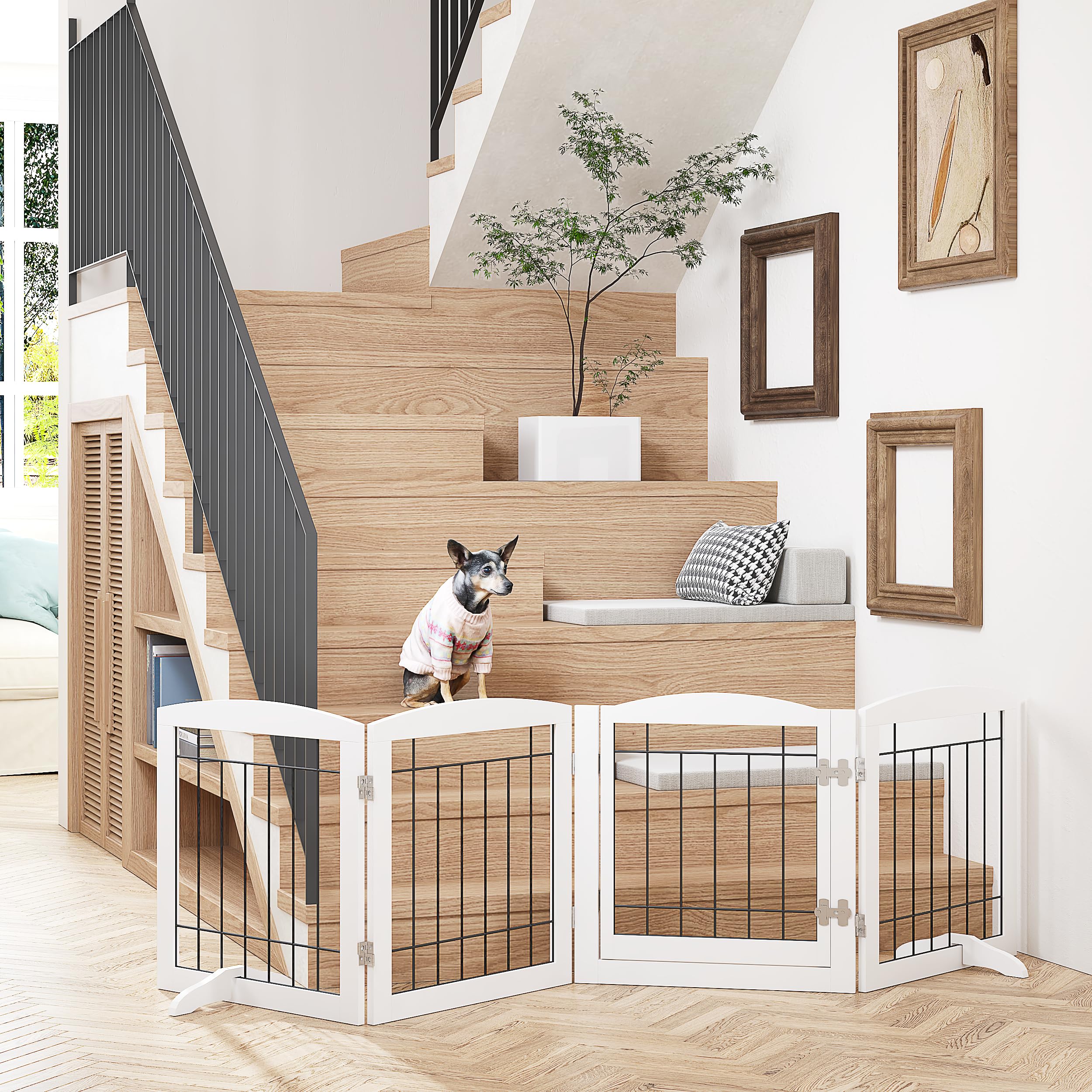 Foldable Small White Canine Access Control - Durable Freestanding Pet Doors for Indoors with Easy Assembly