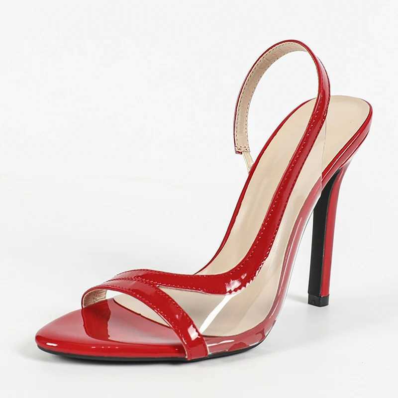 Like Summer Women Shallow Open Toe PVC Transparent Back Strap Sandals Women Red High Heels Wedding Prom Shoes Zapatos MujerXJ2500305