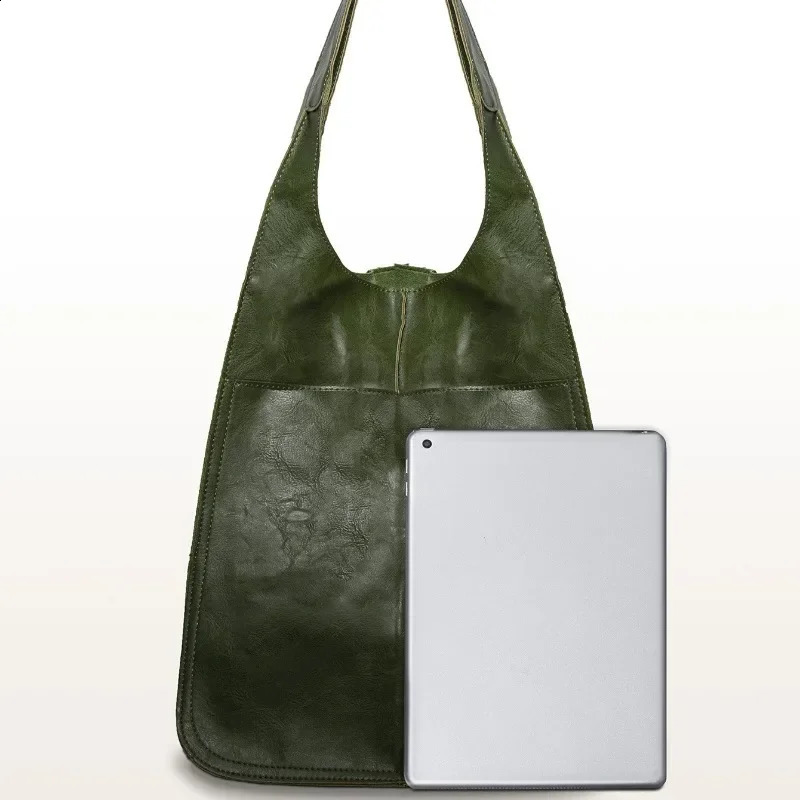 Rretro Handmade Tote Bag High Capacity Zipper Shoulder Solid Color Multifunction Handbags for Ladies 250305ww