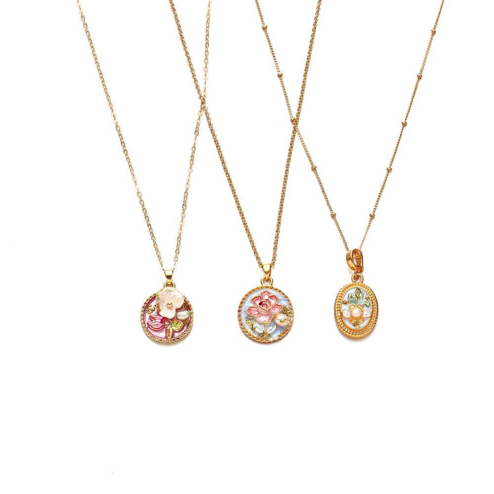 New Chinese ancient light natural pearl wer oil painting series accessories high-end design style necklace for women