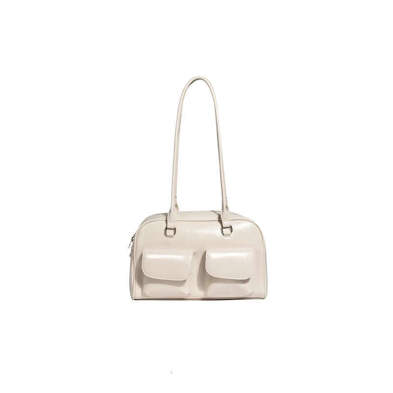 Versatile Large Capacity Single Shoulder Tote Bowling 2025 New Niche Women's High-End Leather Pillow Bag