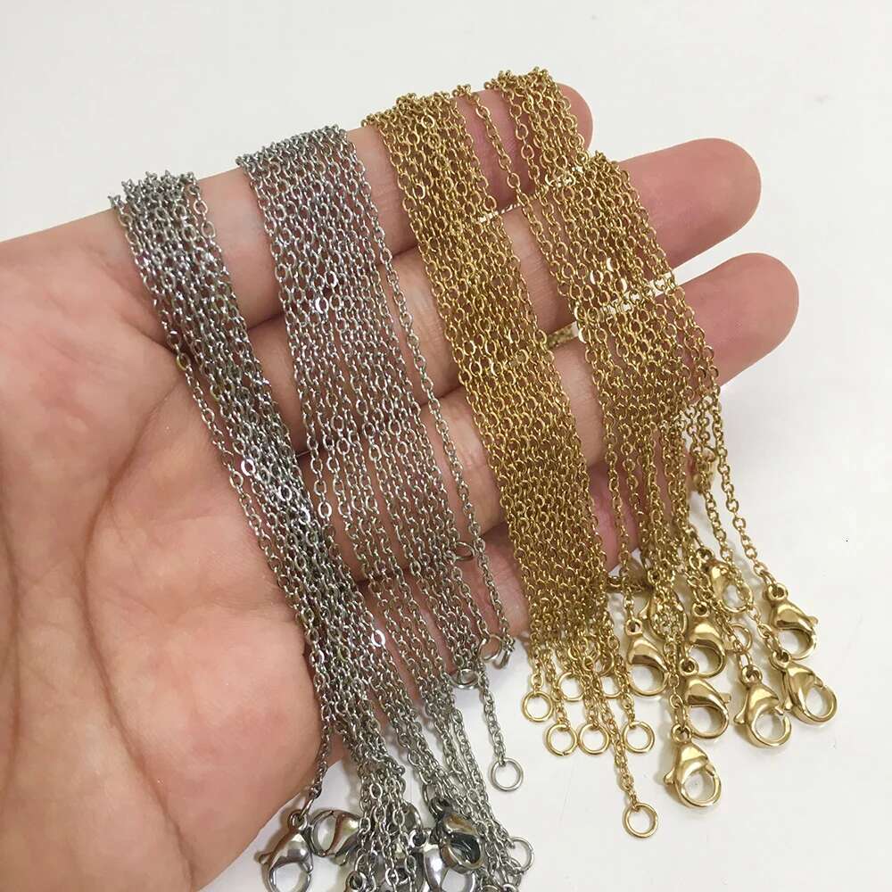 10Pcs/Lot Stainless Steel Chains 2mm/1mm O Shape Rolo k Cuban Long Necklace For Women Pendant DIY Jewelry Wholesale