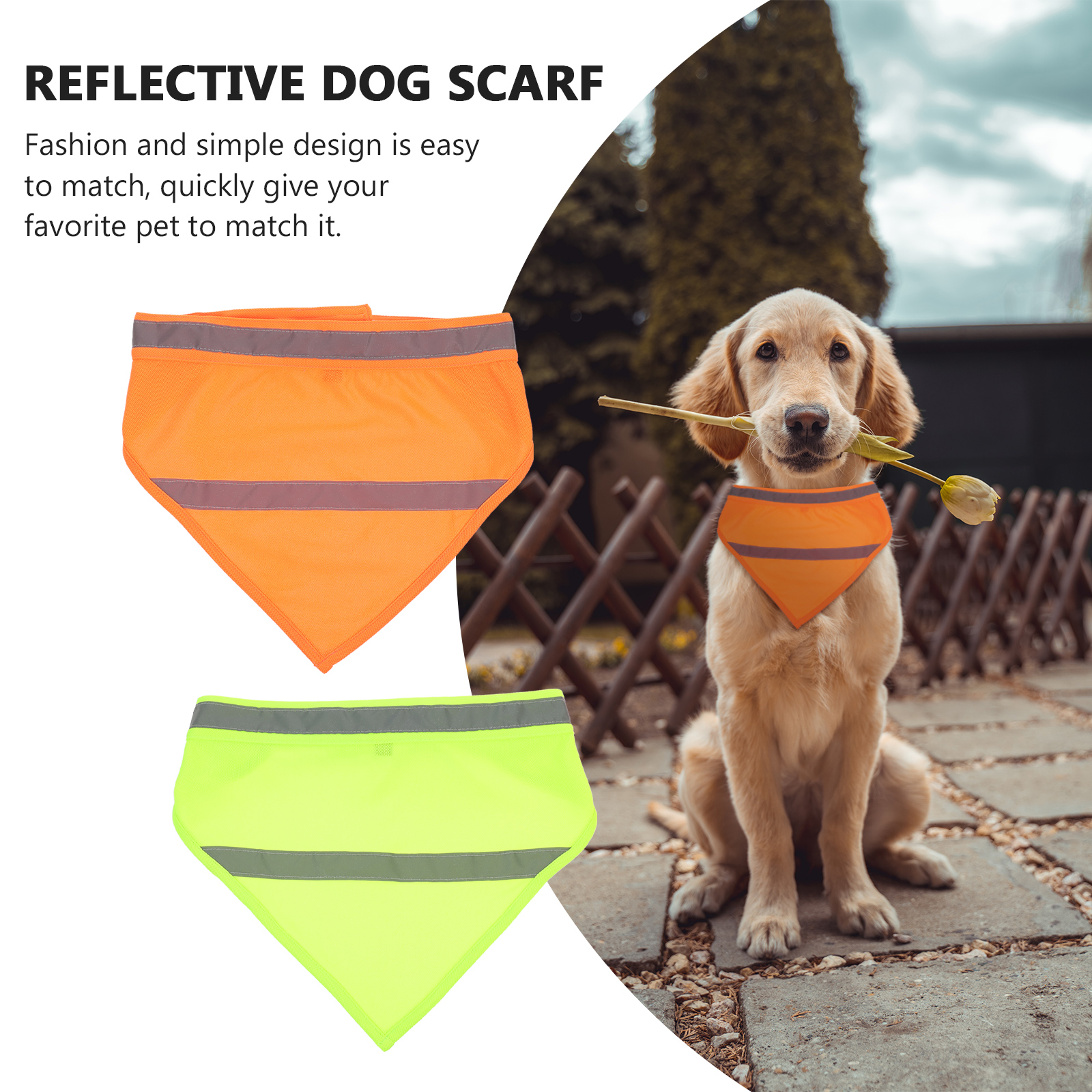 2 Pcs Pet Triangle Towel Big Dog Collar Bark Control Cooling Vest for Dogs Scarf Boys Reflective Bandana Safety Bandanas
