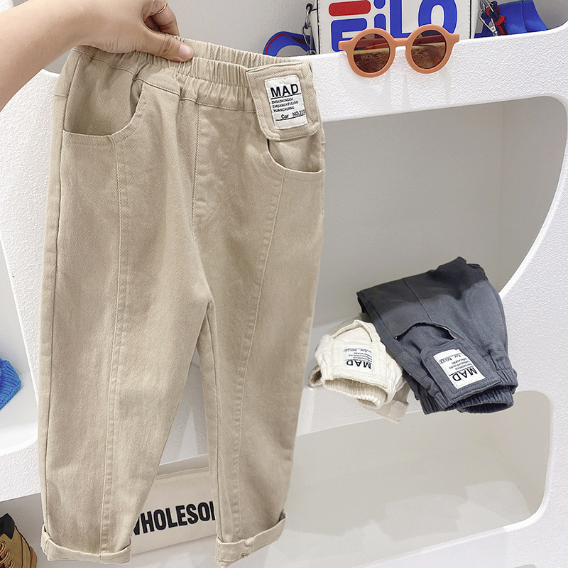 Ddmyshoesvip Boys Spring New Mid Size Children Solid Color Korean Version Casual Pants
