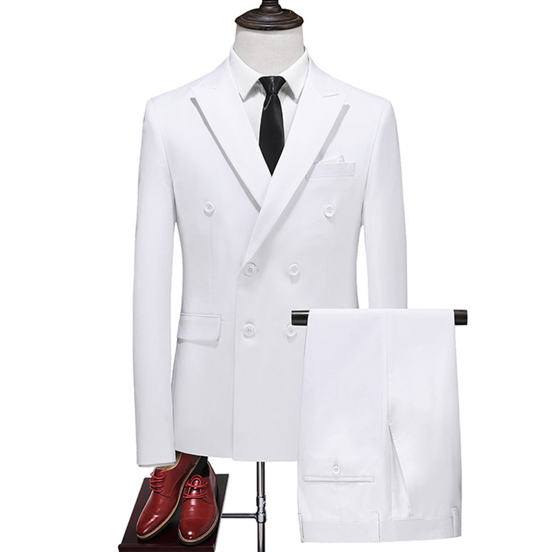 H54 Men's double breasted casual suit for groom at wedding