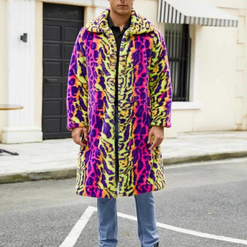 Women's Fur Contrasting Leopard Print Imitation Plush Coat Warm Autumn And Winter Jacket For Men