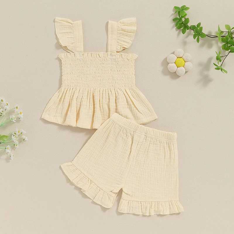 Citgeett Summer Toddler Girls Ruffles Shorts Set Sleeve Camisole Tops Elastic Waistband Shorts Outfits ClothesXJ250305