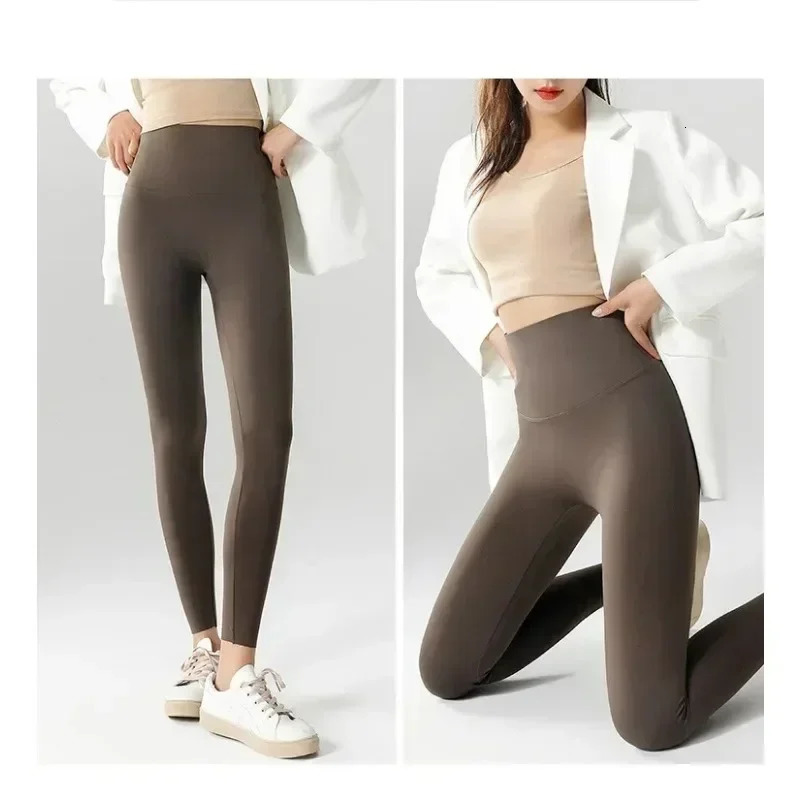 Autumn and winter high waisted shark leg womens seamless wool warm ultrathin casual sports fitness 250304