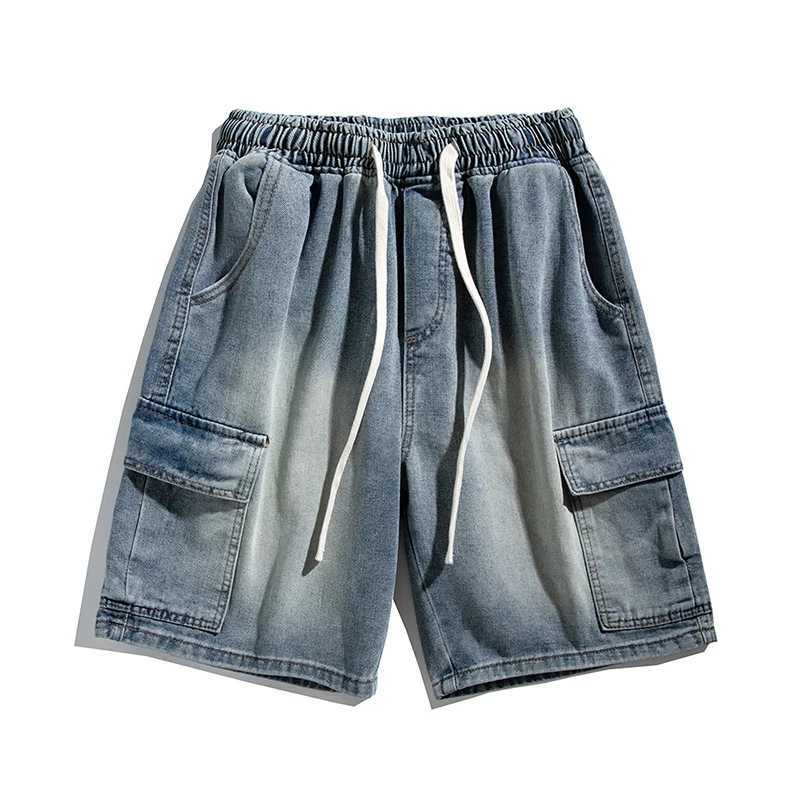 Summer Fashion Male Denim Shorts Vintage Nostalgic Loose Casual Short Jeans Elastic Waist Classic Mens Cargo Shorts StreetwearT250305