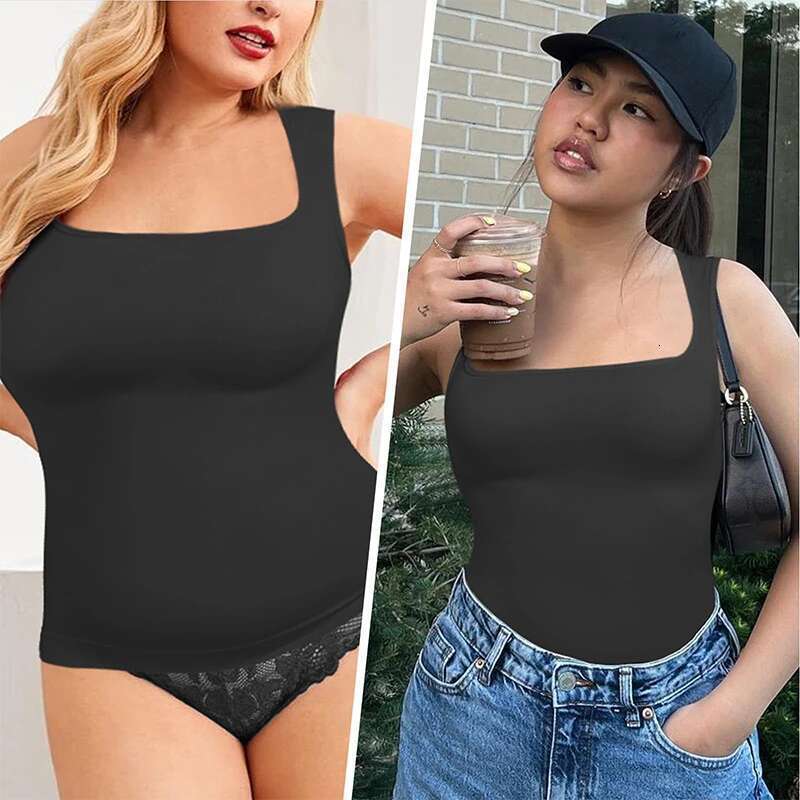 PCS 1/2 Shapewear Tummy Control Tank Top Compression Tanks For Women Square Neck Seamless Body Shaper Camisole Cami Tops KLMY
