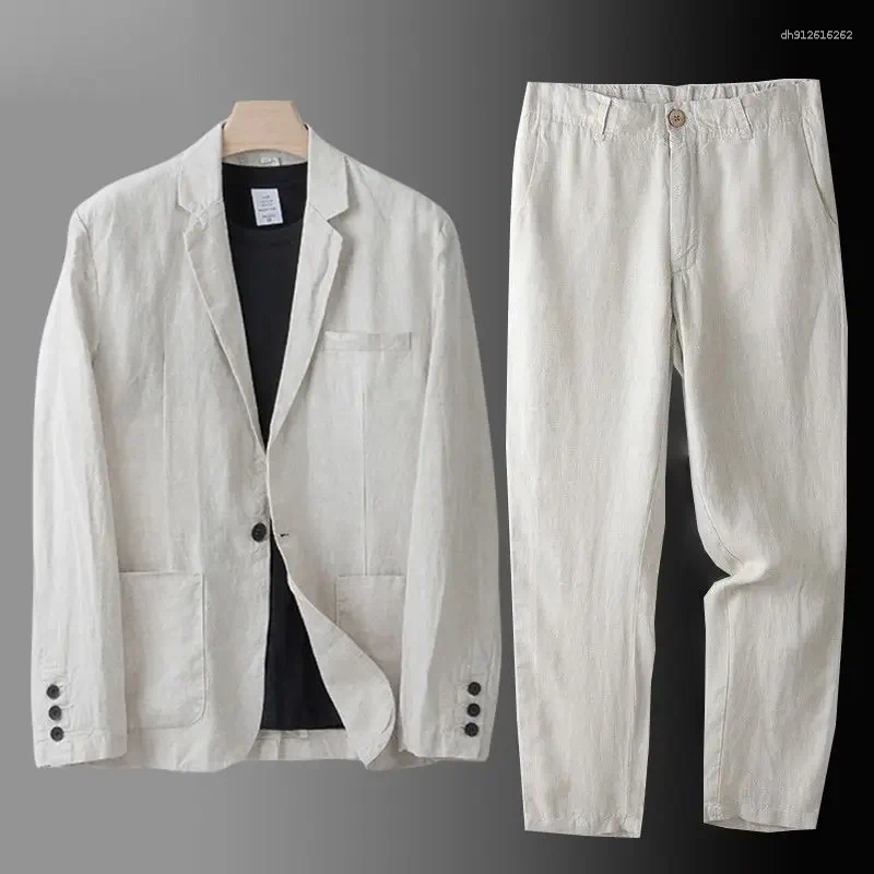 Men's Suits Casual Linen Suit Summer Sun Protection Western Style Loose Fit Top Jacket Cotton