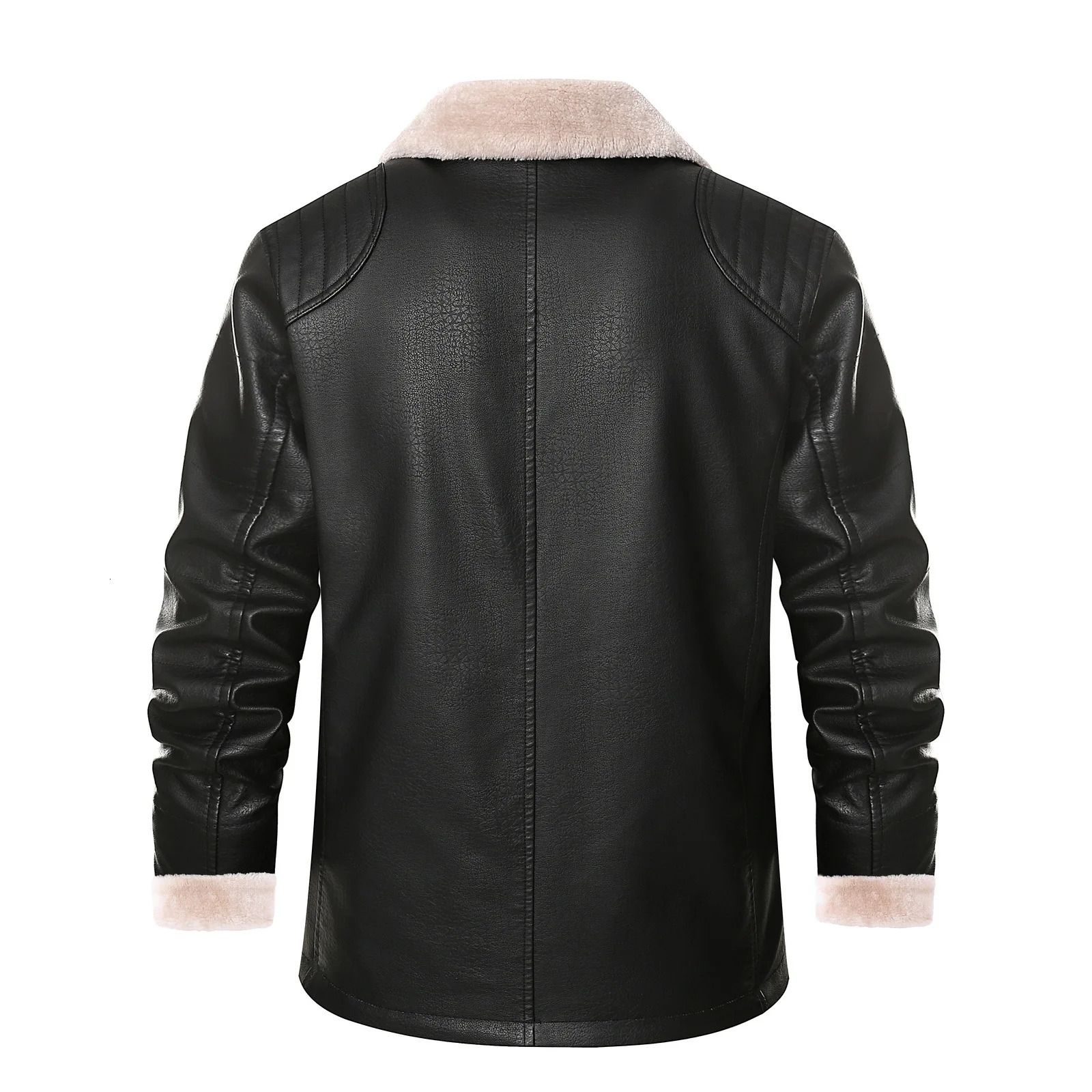 2024 Mens Leather Jacket Men Fashion Warm Winter Coat Pu Lapel Casual Plush Plus Velvet Fur Male 250225