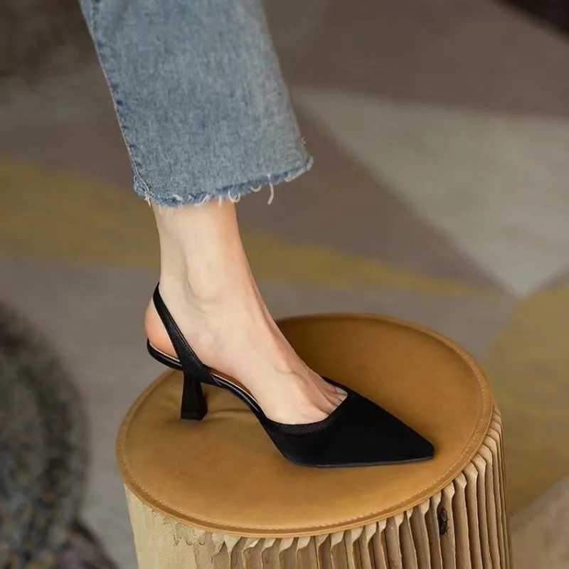 Sexy Pointed Toe Sandals Fem Fairy Style Summer 2024 New All-mah Thin Heel Slingback Temperament Wen Shoes High Heel Y250304