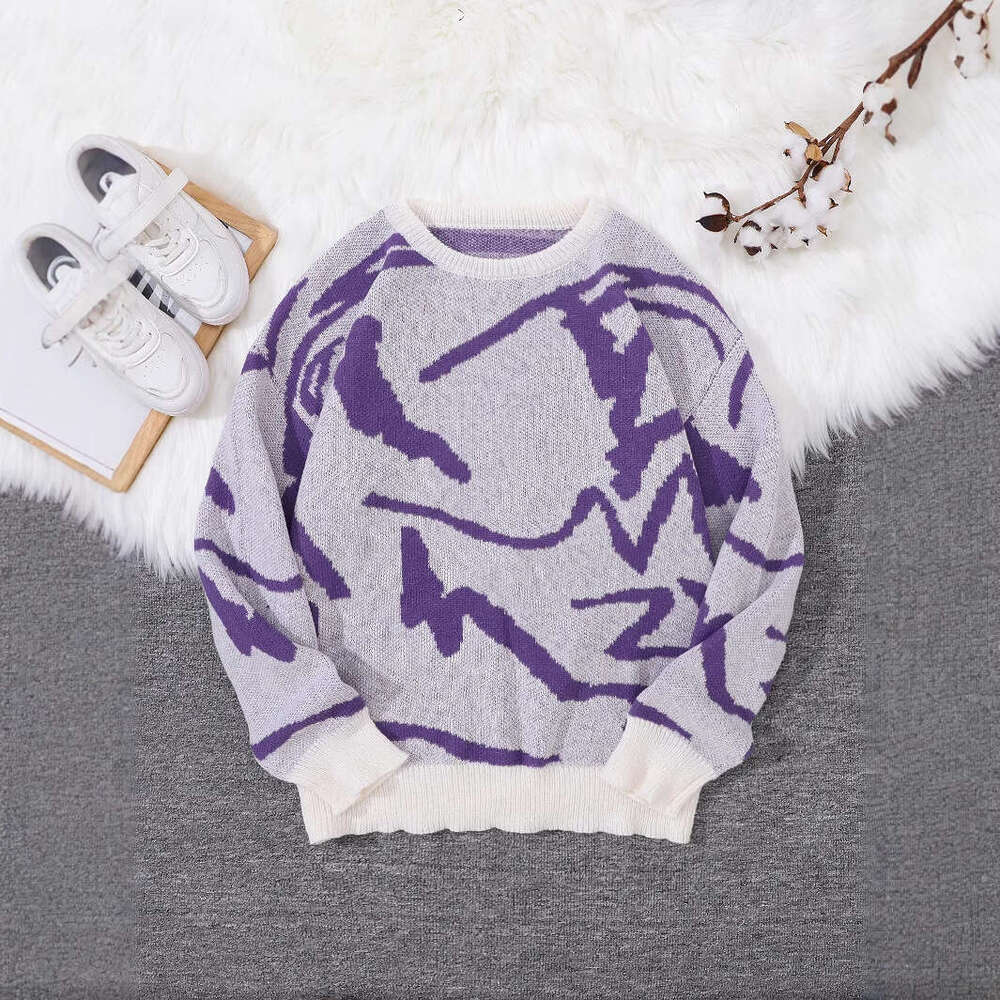 Trendy men women, loose round neck knitted for autumn and winter, long sleeved sweater