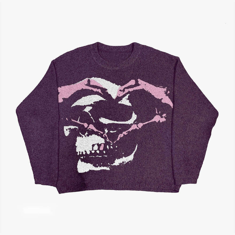 New street loose pullover sweater, personalized casual round neck, autumn frozen warm sweater