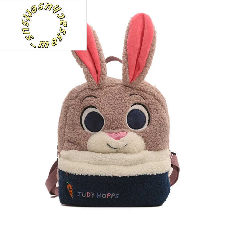 Backpacks 2024 New Childrens Bag Cartoon Cute Fox Rabbit Plush Backpack for Boys and Girls Kindergarten Bag Y250305TI07