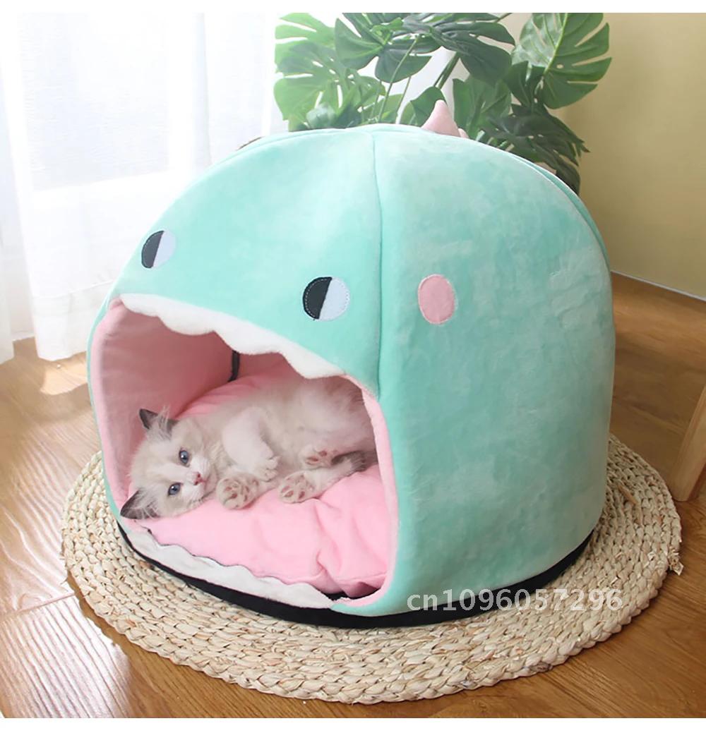 Shark cave bed house pet cat tent lounge chair dog basket kitten house for dog cat mat mat puppy warm supplies bed cozy