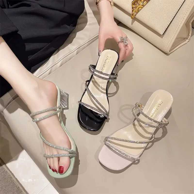 Two-wear 2024 New Style Wens Sandals Rhine Embellished Fi Outerwear High Heel Net Weight Casual Shoes Y250304