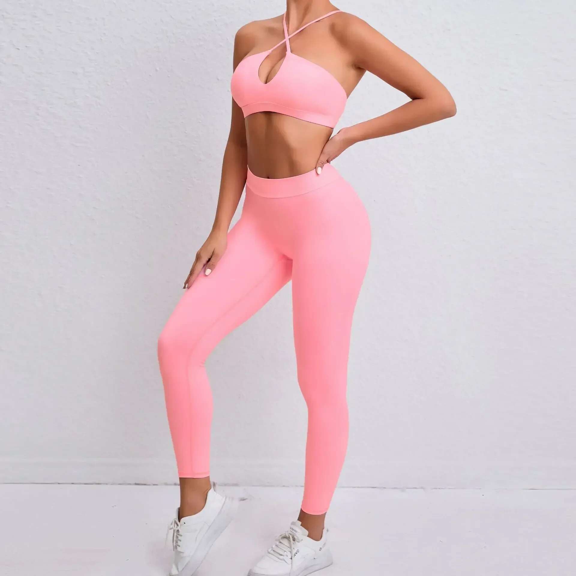 Seamless Yoga Sets Sports Fiess Hip-Lifting Nude Feel Pants Cross Beauty Back Bra Suits Workout Gym Leggings Set For Women