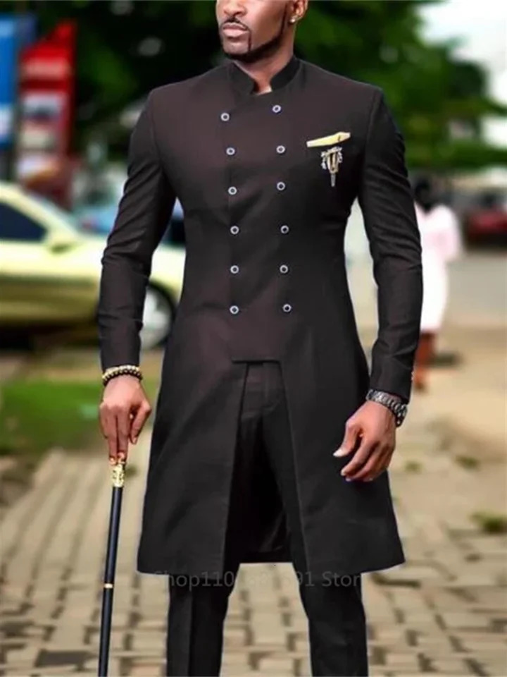 2piece mens ultrathin suit suitable for wedding set grooms evening dress African double chest jacket 250224