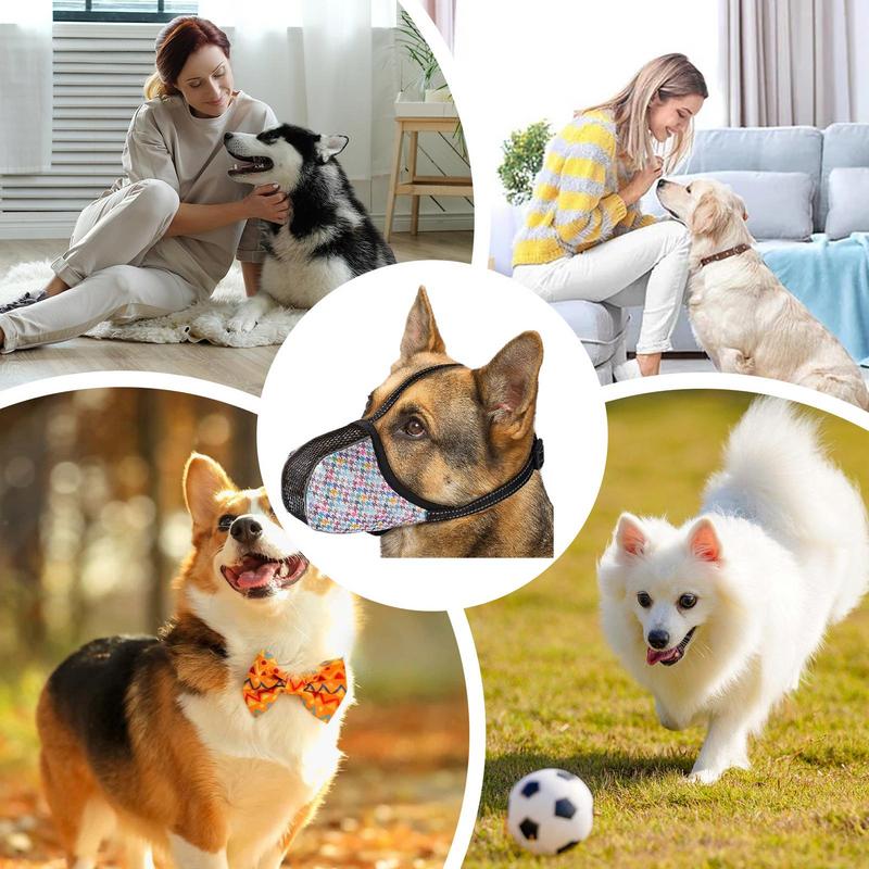 Dog Muzzle Adjustable Air Mesh Pet Mouth Guard Soft Covered Puppy Muzzle For Scavenging Biting Licking And Chewing Allows