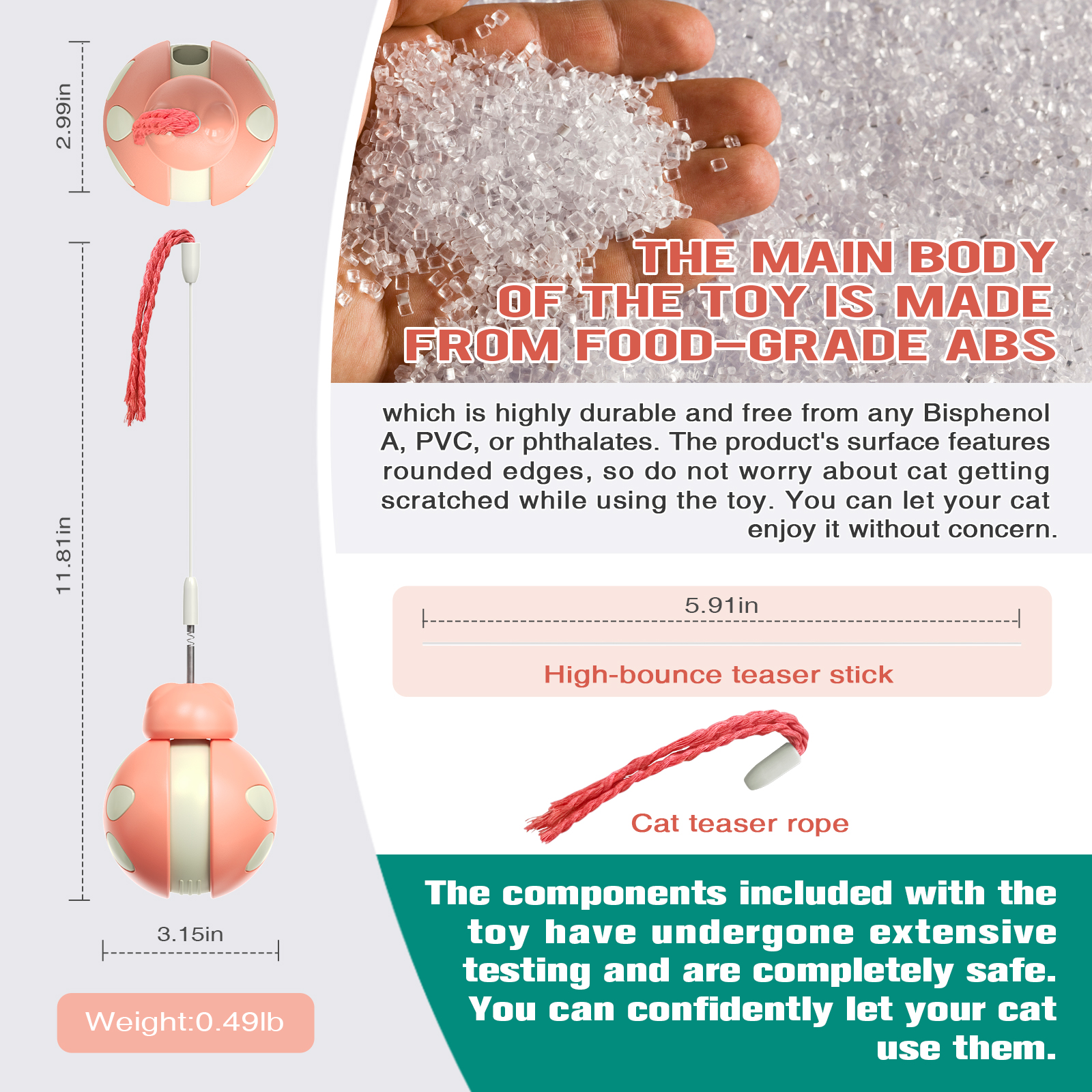 PARKER Interactive 3-in-1 Cat Toy Set with Feeder Tumbler Feather Dancer Wire Swinging No Tumbler Teaser Stick Balance Car