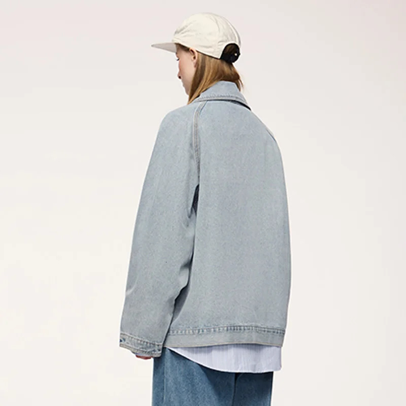 INFLATION Distressed Denim Suit Jacket Unisex Fashionable Loose Fit Casual American Vintage Outerwear Men 250225