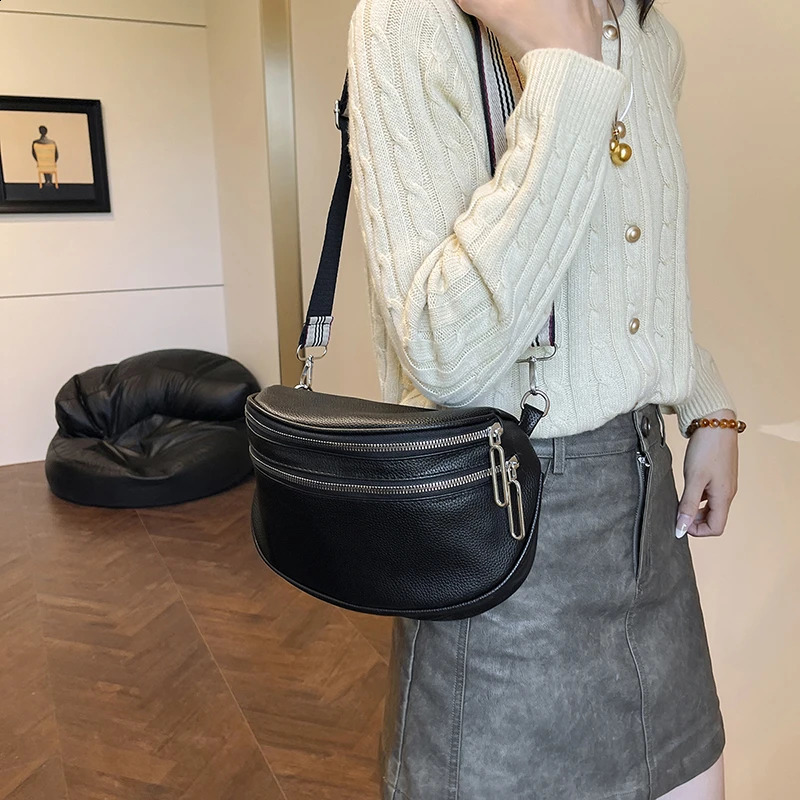 Wide Shoulder Strap Waist Bag Women Pu Leather Saddle Shoulder Crossbody Bag Female Fanny Pack Handbag bolsas feminina 250304