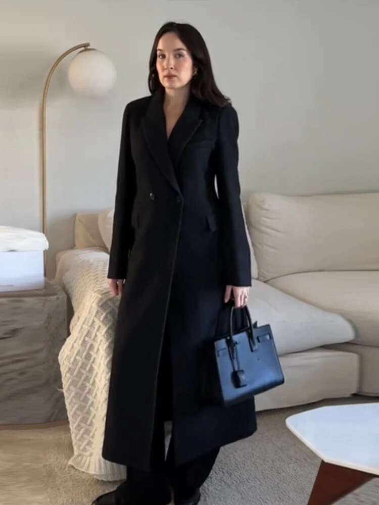 Elegant Lapel Coat Women Casual Long Sleeve Single Breasted Slim Overcoat Female 2025 Spring All-Match Office Lady Outwear