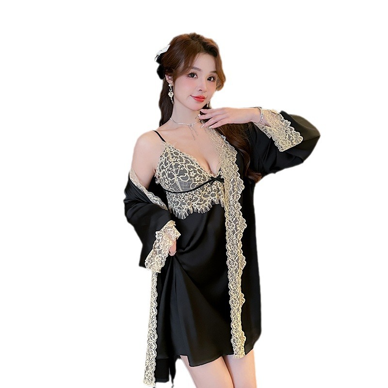 Elegant Spring/Summer Ladies' Pajama Set - Long Sleeves, Long Skirt Design Suitable for Staying In or Going Out