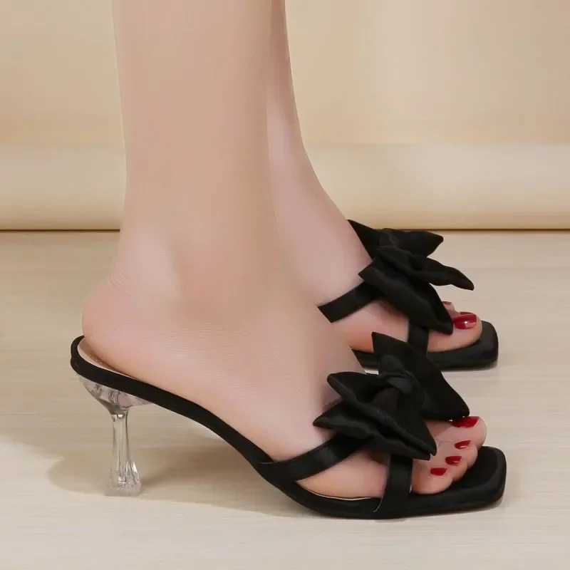 Wens Shoes New Fi Horseshoe Heel Wens High H Summer Sexy High H Bow Tie Shoes Ladies Shoes Women Y250304