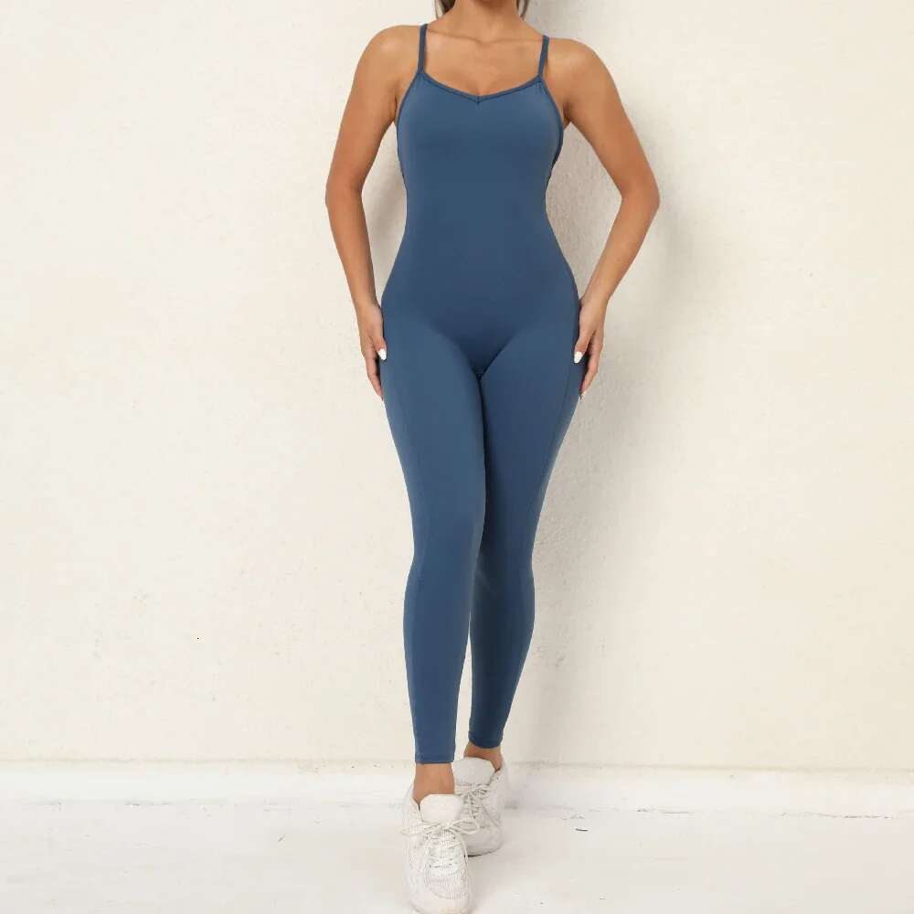 Seamless Yoga Sports Fiess Backless Hip-Lifting Running Jumpsuits Training Dance Dress Gym Workout Clothes For Women