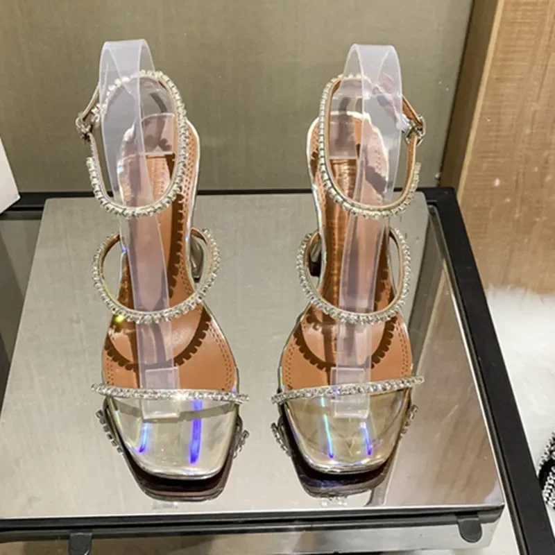 2024 Summer New Womens High Heels Rhine Chain Decorative SandalsXJ2500305