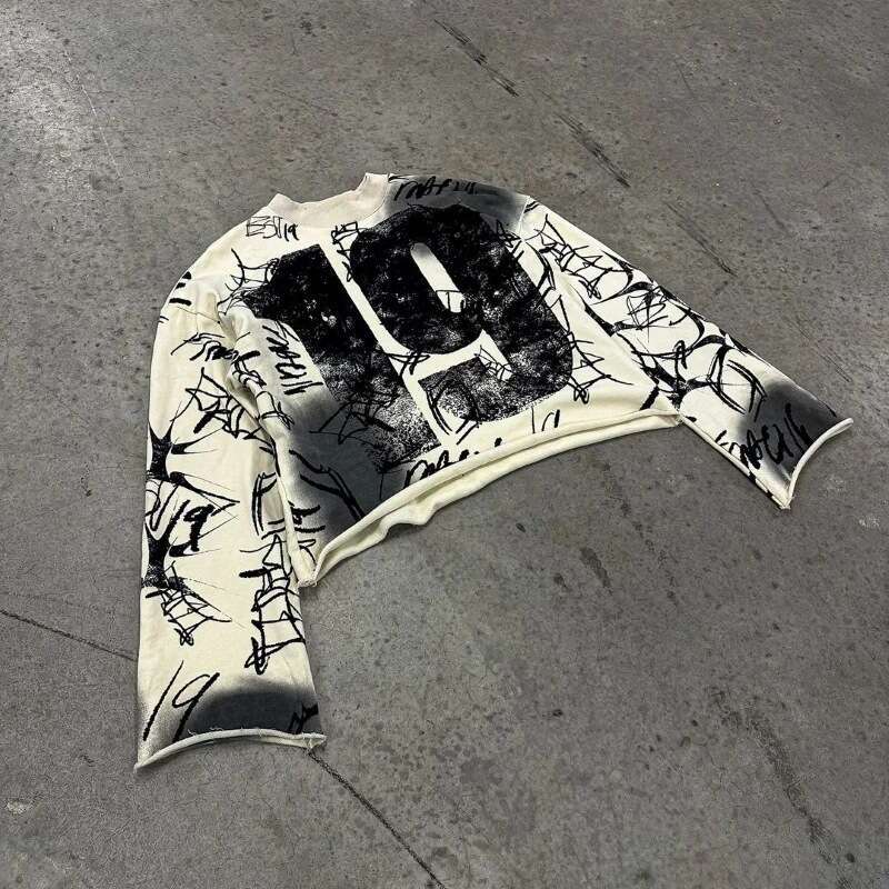 Personalized Street Trendy Brand Digital Printed Pattern T-shirt Men Y2K Hip Hop Gothic Style Hoodie for Women