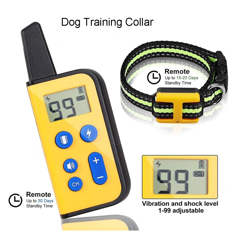 Dog Training Collar 800m Pet Remote Control Waterproof Rechargeable with LCD Display for All Size Shock Vibration Sound