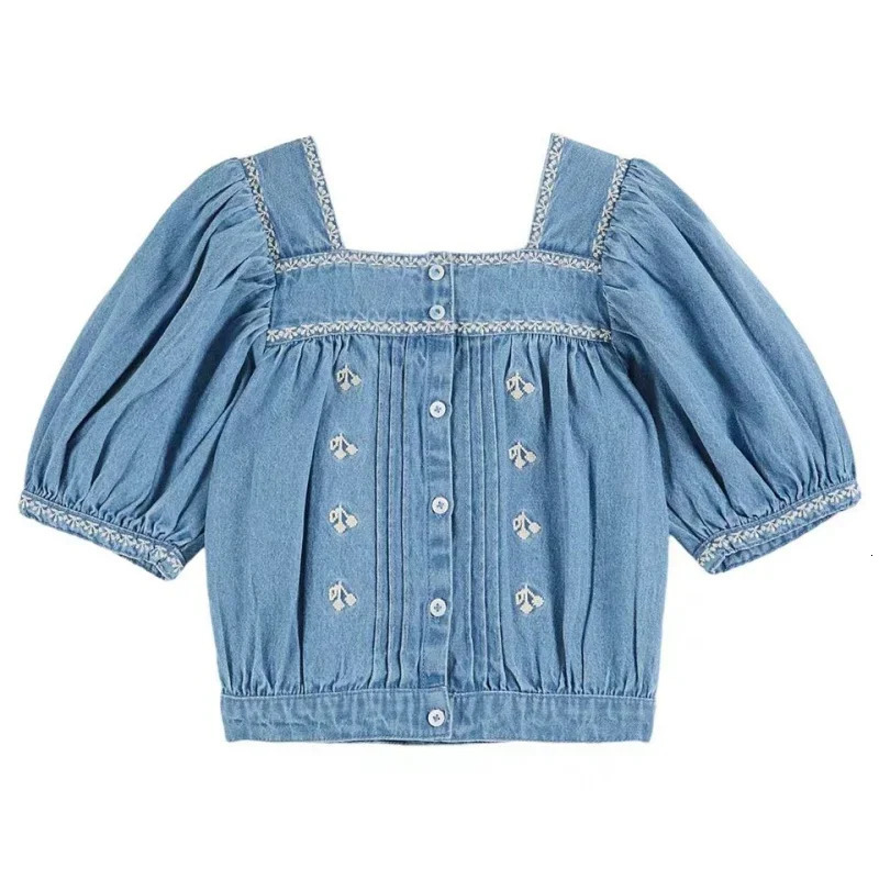OUYANG IVAN Children Sets 25 Summer EM Girl Cute Embroidered Printed Short Sleeve Dress Kid Top Shorts Sets Blouse Skirt 250304